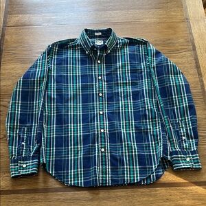 J. Crew Navy and Green Plaid Button Down Shirt